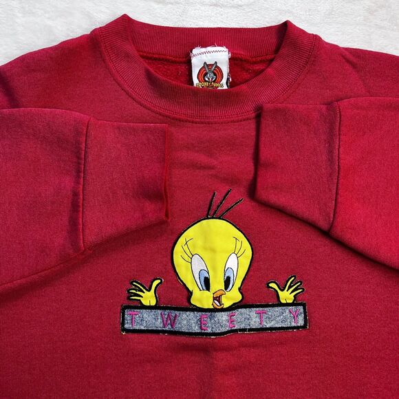 Looney Tunes Tweety Bird Vintage Red Sweatshirt Women’s Size Large 1997 USA - Picture 8 of 10
